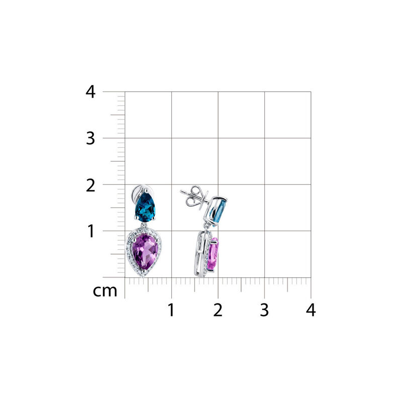 Aretes De Oro Blanco 10k Con 11pts De Diamante ... image number null