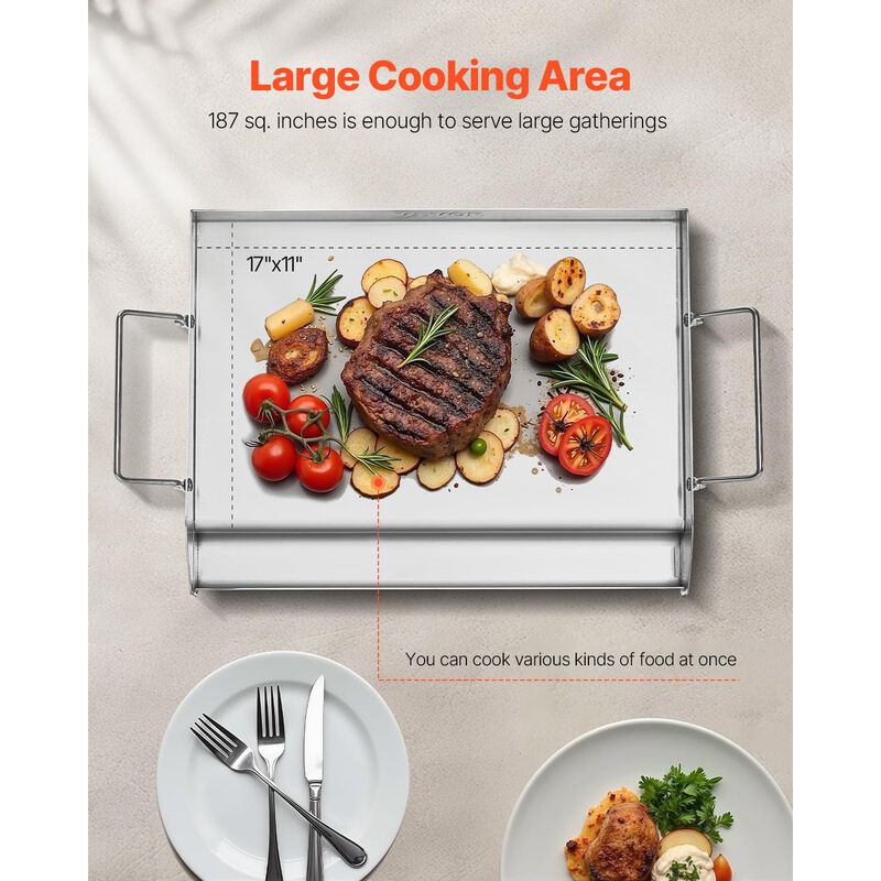 Plancha Vevor 43x33 cm Acero Inoxidable para Bb... image number null