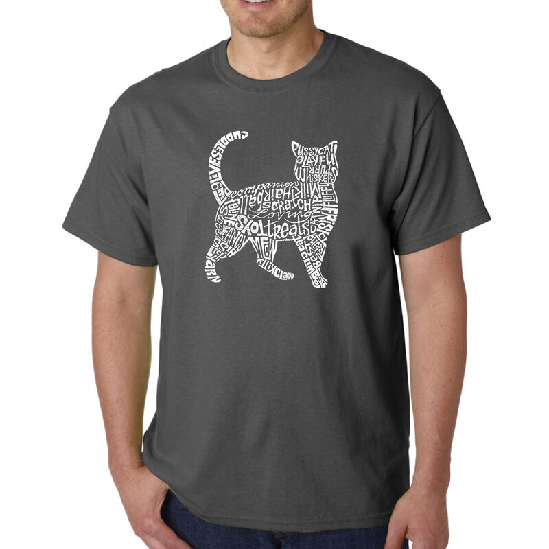 Camiseta Word Art Para Hombre - Gato - Gris image number null