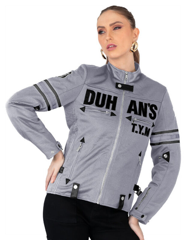 Chamarra Mujer Biker Con Proteccion Gris Roosev... image number null