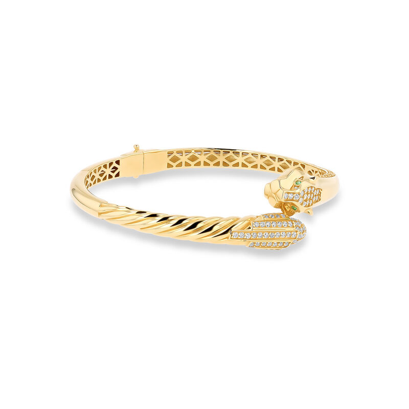 Pulsera De Jaguar De Oro Amarillo 14K Con Zirco... image number null