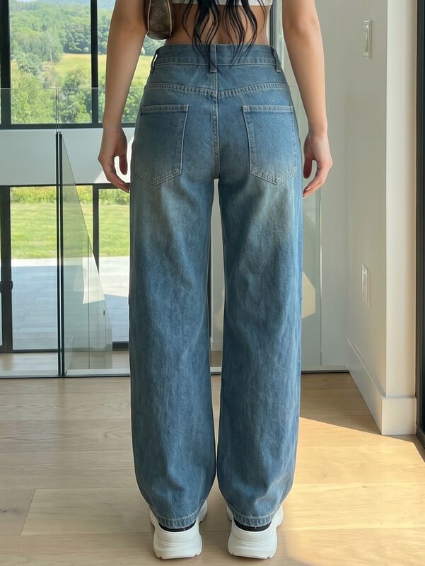 Jeans Barrel Leg Tiro Alto Mezc-1010 Azul Mezcl... image number null