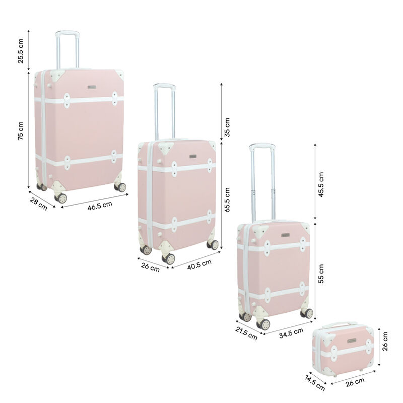 Set 4 Maletas Vintage Rosa Retro Tipo Baul image number null