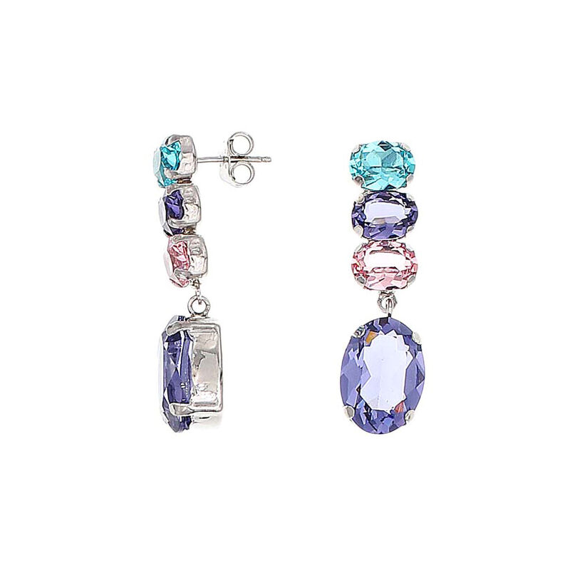 Aretes De Plata 925 Con Zirconias De Colores image number null