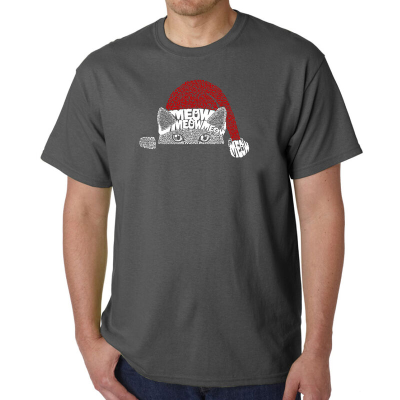 Camiseta Word Art Para Hombre - Gato Navide&ntilde;o A... image number null