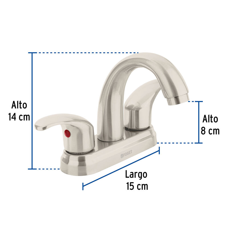 Mezcladora Sat&iacute;n 4' para Lavabo Nariz Curva Pal... image number null