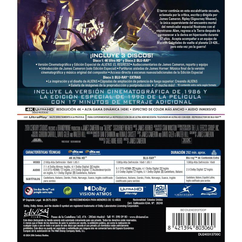 Alien 2: Aliens - El Regreso [4K UHD + Blu-ray ... image number null