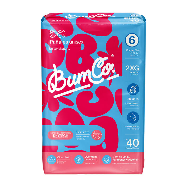 Pañales Bum Co Unisex Talla 6 2XG 40 pañales image number null