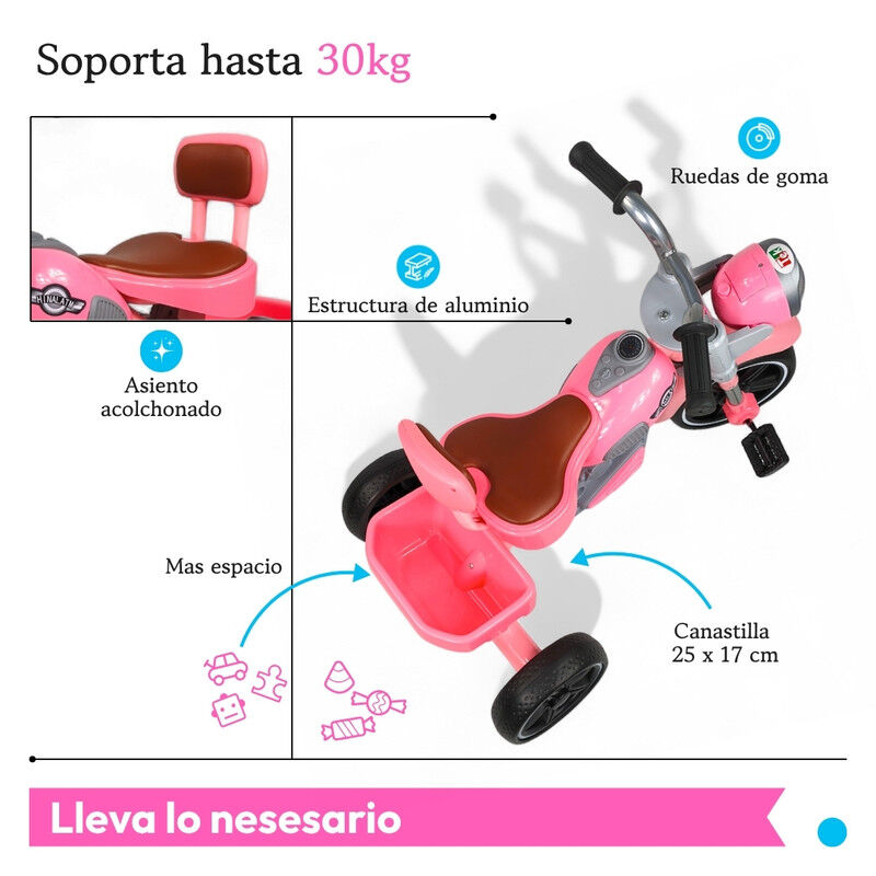 Triciclo Infantil C&oacute;modo C/ Luces y Sonido TEK-... image number null