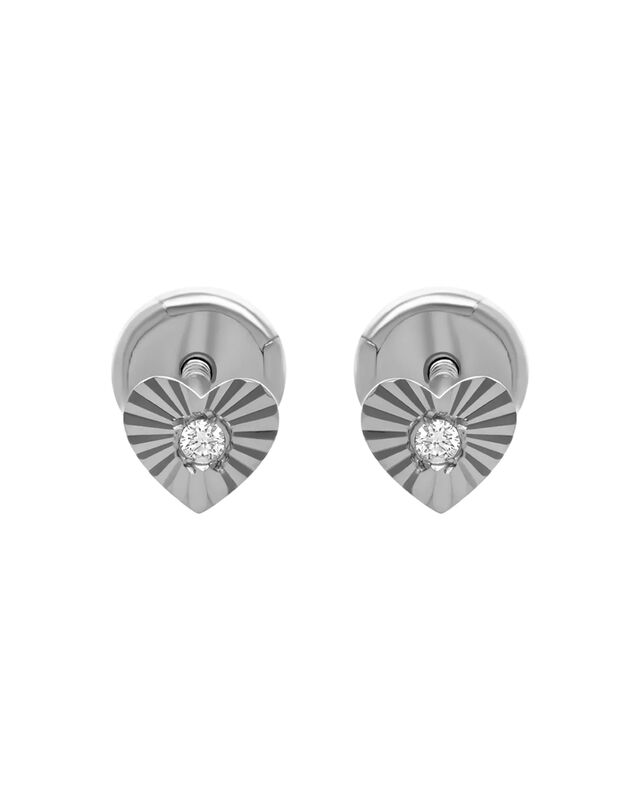Broqueles De Corazon En Oro Blanco 14k Con 1pt ... image number null