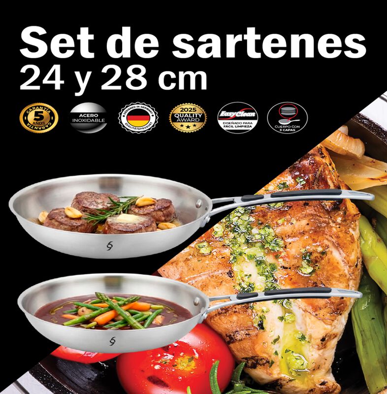 Set Sartenes De 24 y 28 Cms Acero inoxidable Bo... image number null