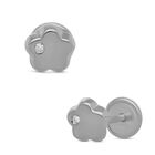 Broqueles De Flor En Oro Blanco 14k Con 1pt De Diamante (1mm Aprox)