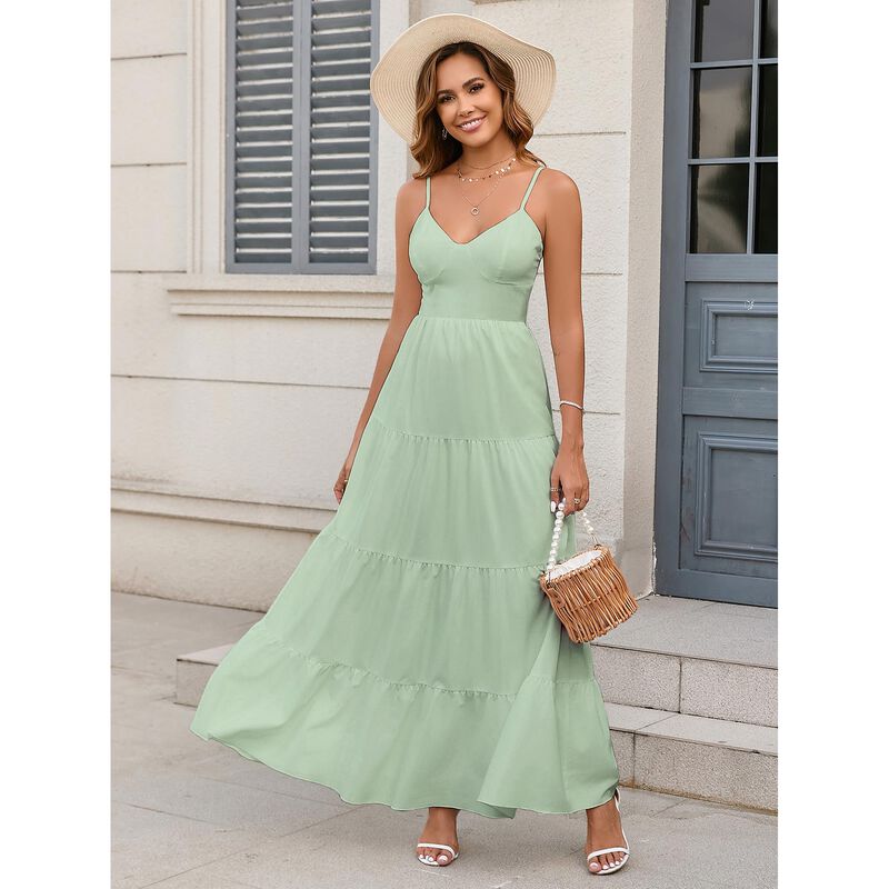 Vestido Htzmo Maxi Floral Verde Talla M image number null