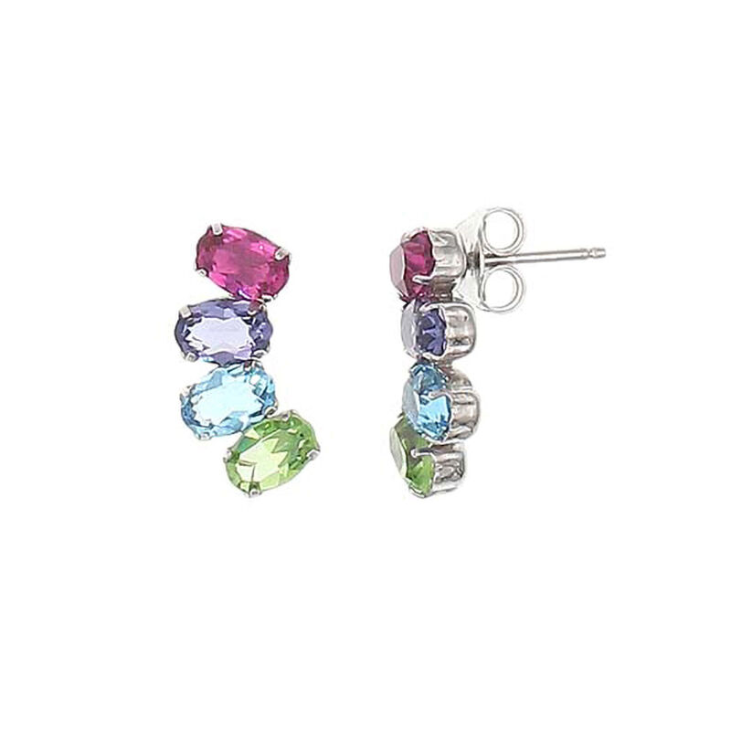 Aretes De Plata 925 Con Zirconias De Colores image number null