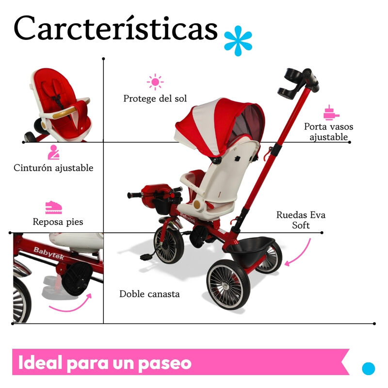 Triciclo Infantil Evolutivo Carriola Para Beb&eacute; ... image number null