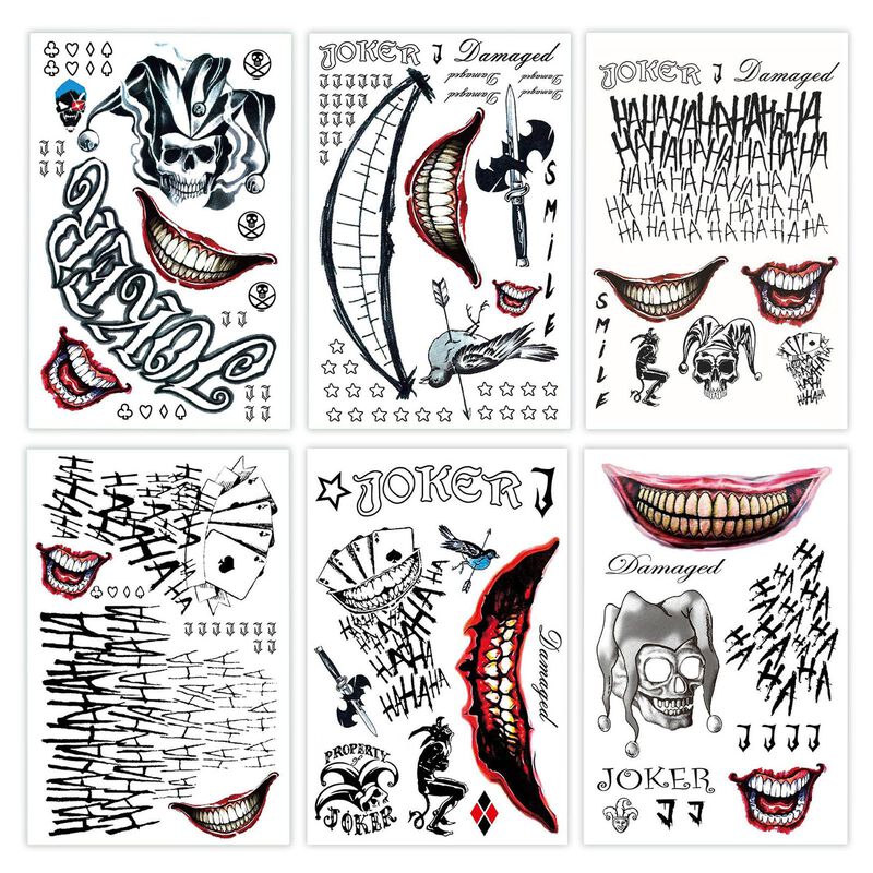 Tatuajes Temporales Dexuhe Joker 6 Hojas 20x30 ... image number null