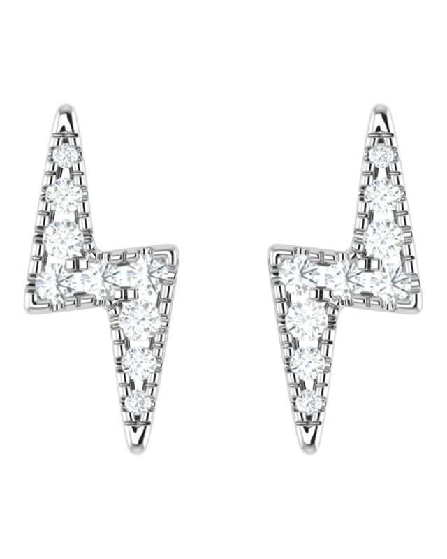 Broqueles De Rayo De Oro Blanco 14k Con 11pts D... image number null
