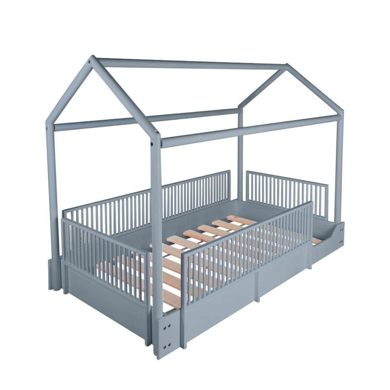 Cama Casa de Madera Montessori Individual Azul ... image number null