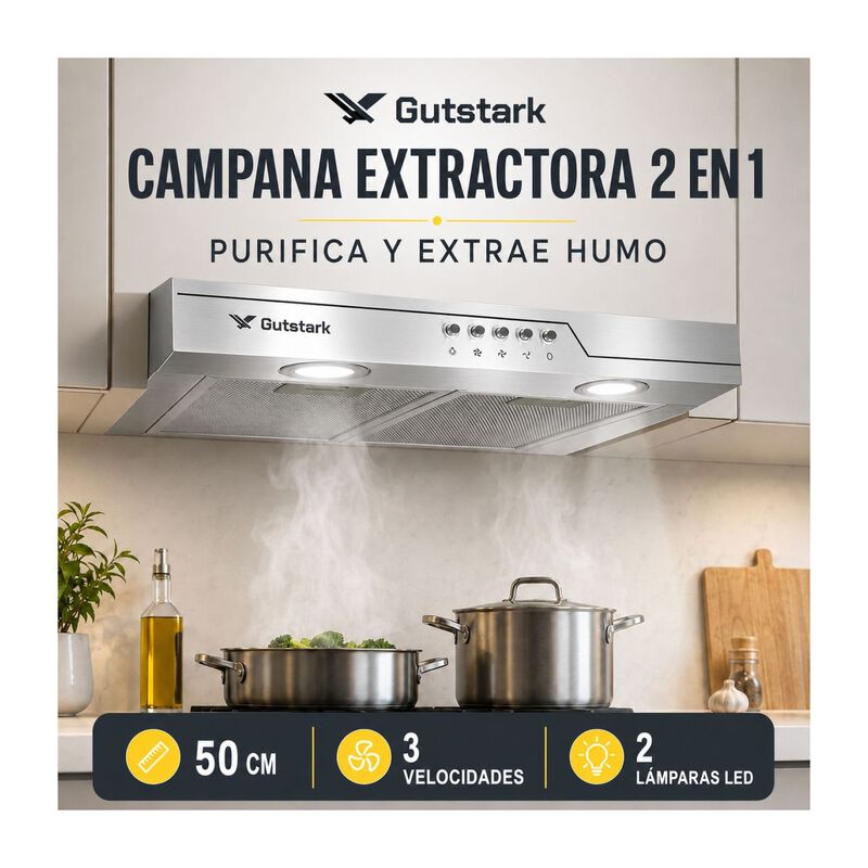 Campana Cocina Extractora Purificadora Acero 50... image number null