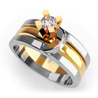 Anillo de Compromiso de 14K con Circonia Talla 45 ORO AMARILLO CON BLANCO 14K- / M995-14Y-CZ-45