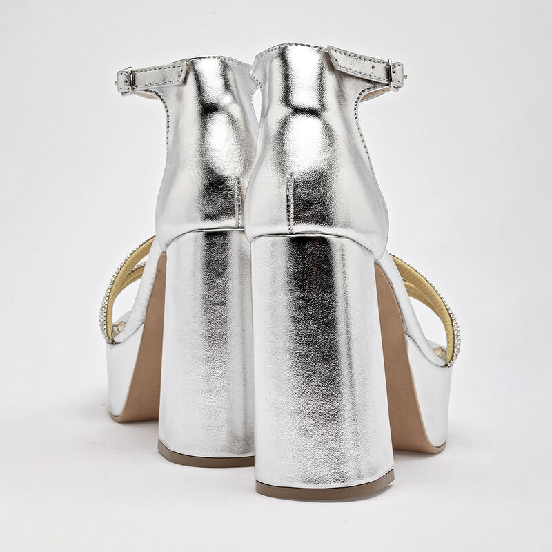 Moramora Zapatillas de fiesta para mujer plata image number null