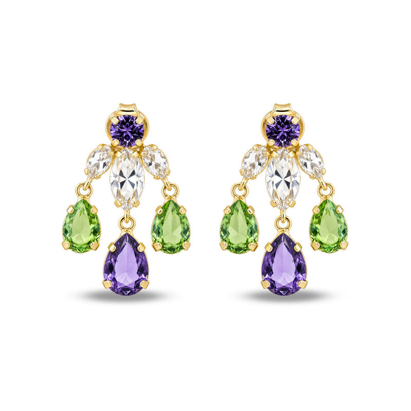 Aretes Plata Dorada 925 Con Piedras De Color image number null