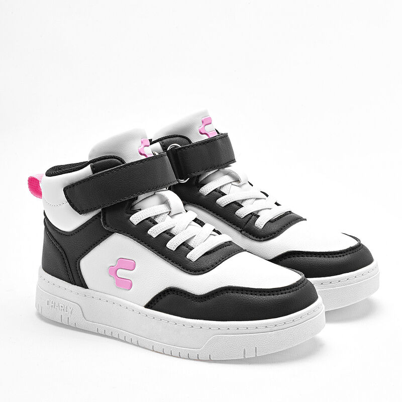 Charly Tenis urbano para ni&ntilde;a blanco negro, agu... image number null