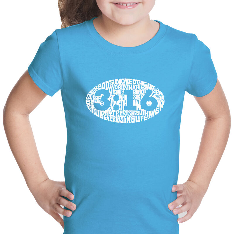 Camiseta Word Art Para Ni&ntilde;a - Juan 3:16 - Turqu... image number null