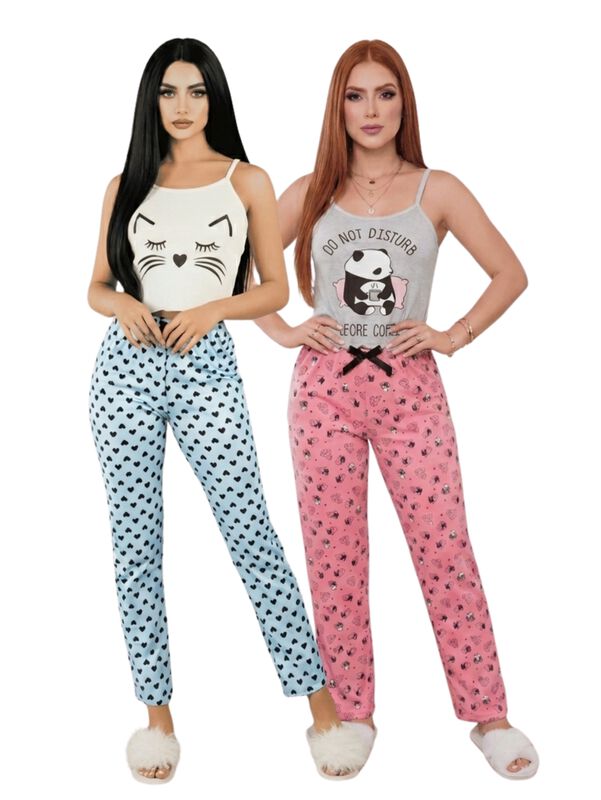 Pack De 2 Conjuntos De Pijamas Mujer Blusa Y Pa... image number null