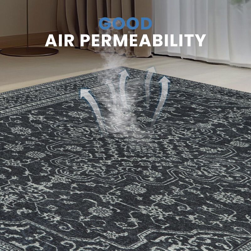 Alfombra Lbris 244 &times; 152 cm Lavable - Negro/bla... image number null