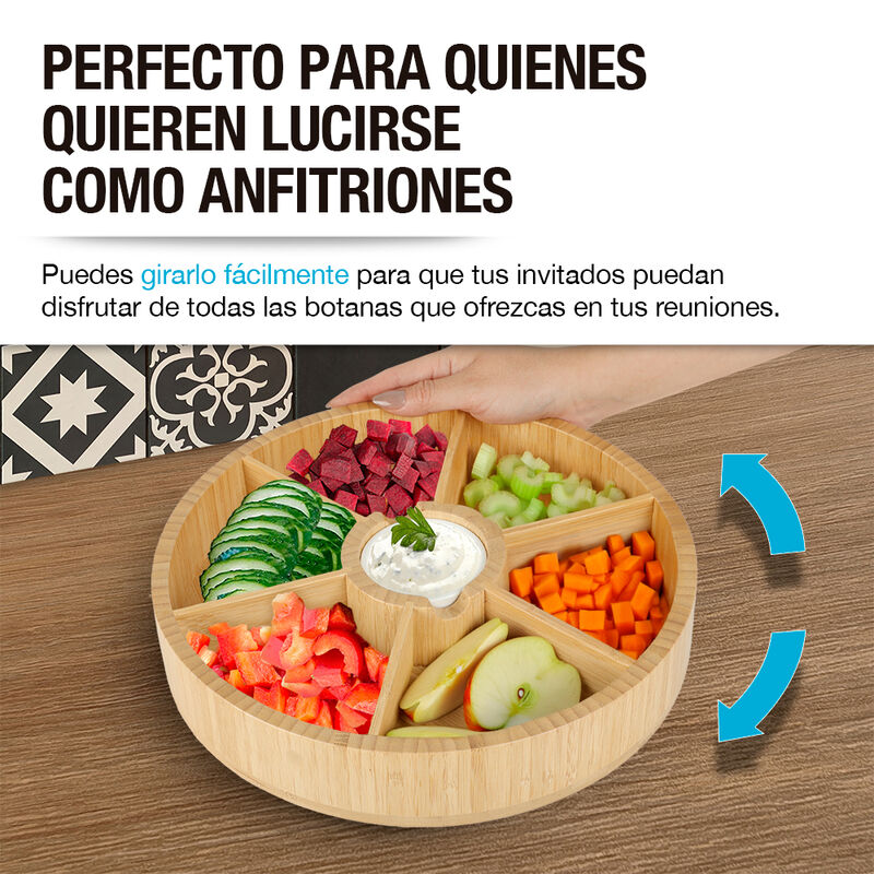 Botanero Giratorio de Bamb&uacute; con Salsero de Cer&aacute;... image number null