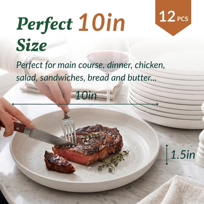 Platos Homienly 12 Piezas, 25 cm, Blancos image number null