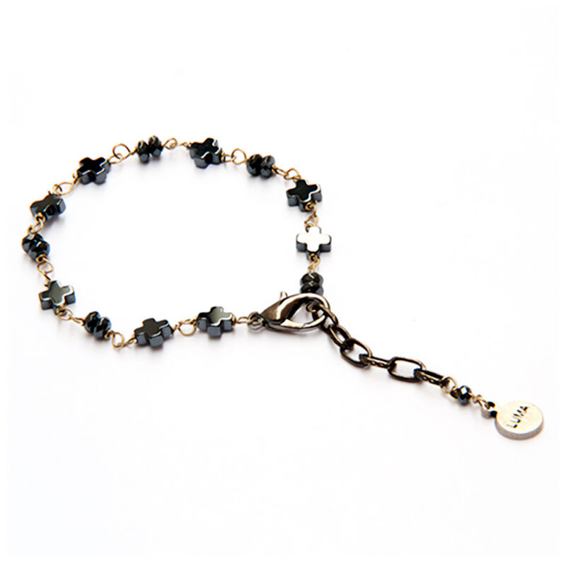 Pulsera Luma de mini cruces met&aacute;licas color pla... image number null