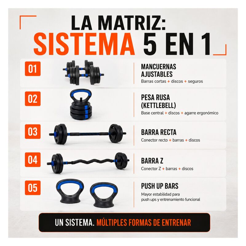 Kit Mancuerna Ajustable 20 Kg Pesas Barra Kettl... image number null