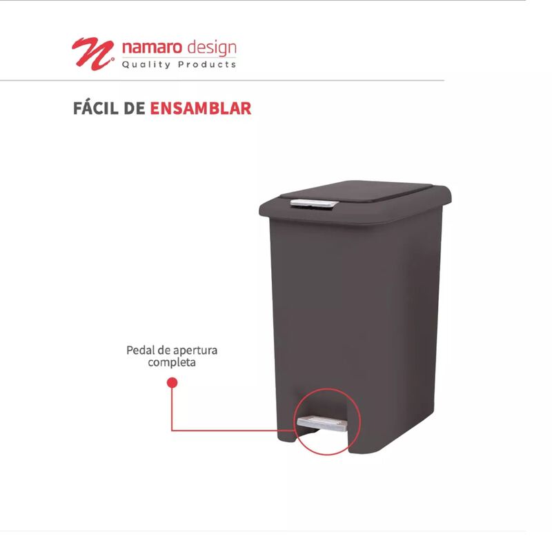 Basurero Con Doble Mecanismo 45l Gris Namaro De... image number null
