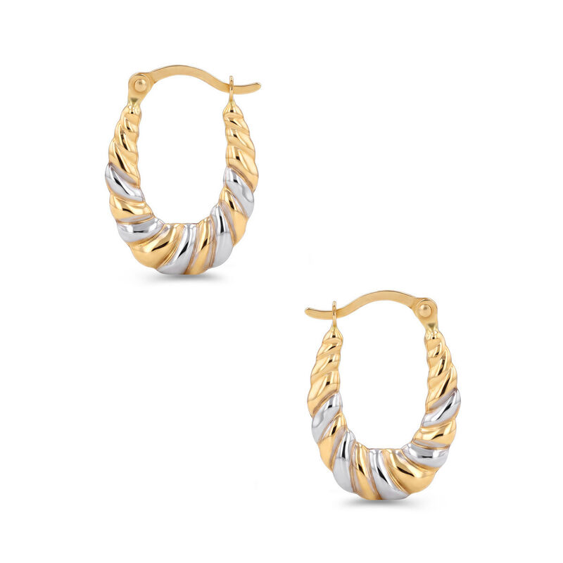 Arracadas De Oro Amarillo Y Blanco 14k (10x8 Mm... image number null