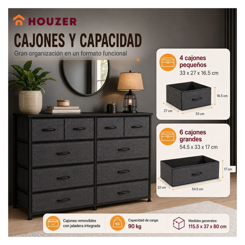 Comoda Cajonera 10 Cajones Organizadora Blanca ... image number null