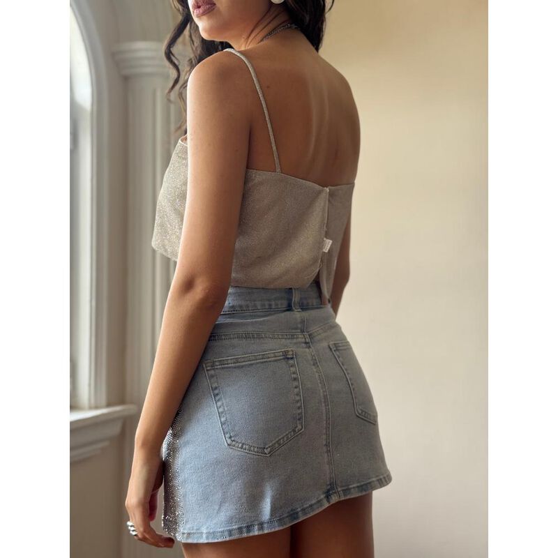 Falda mezclilla de brillos image number null