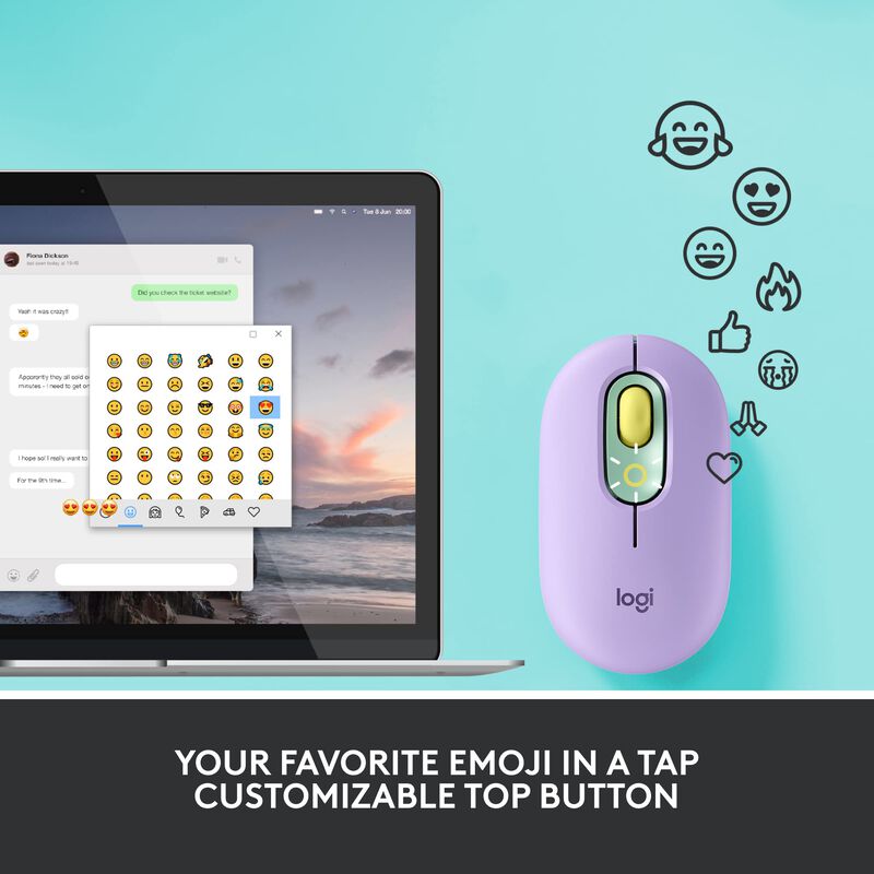 Rat&oacute;n Inal&aacute;mbrico Logitech Pop Mouse Con Emojis... image number null