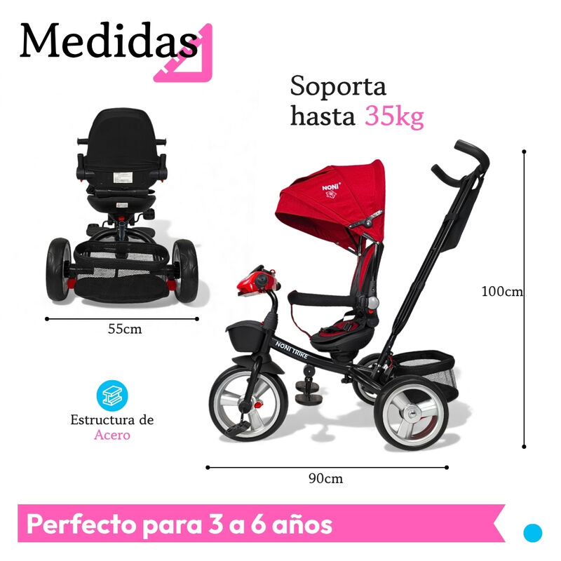 Triciclo Para Ni&ntilde;os 7 en 1 Con Luz Sonid y Asie... image number null