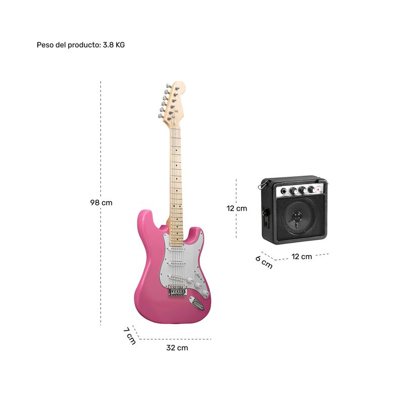 Guitarra El&eacute;ctrica Accesorios Rosa + Amplificad... image number null