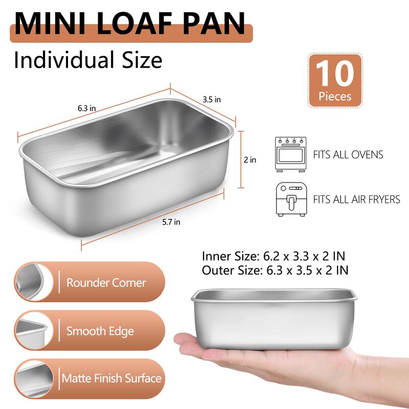 Molde para Pan Lianyu, Pack de 10, Acero Inoxid... image number null