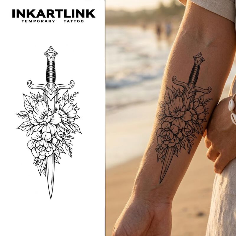 Juego De Tatuajes Temporales Inkartlink Floral ... image number null