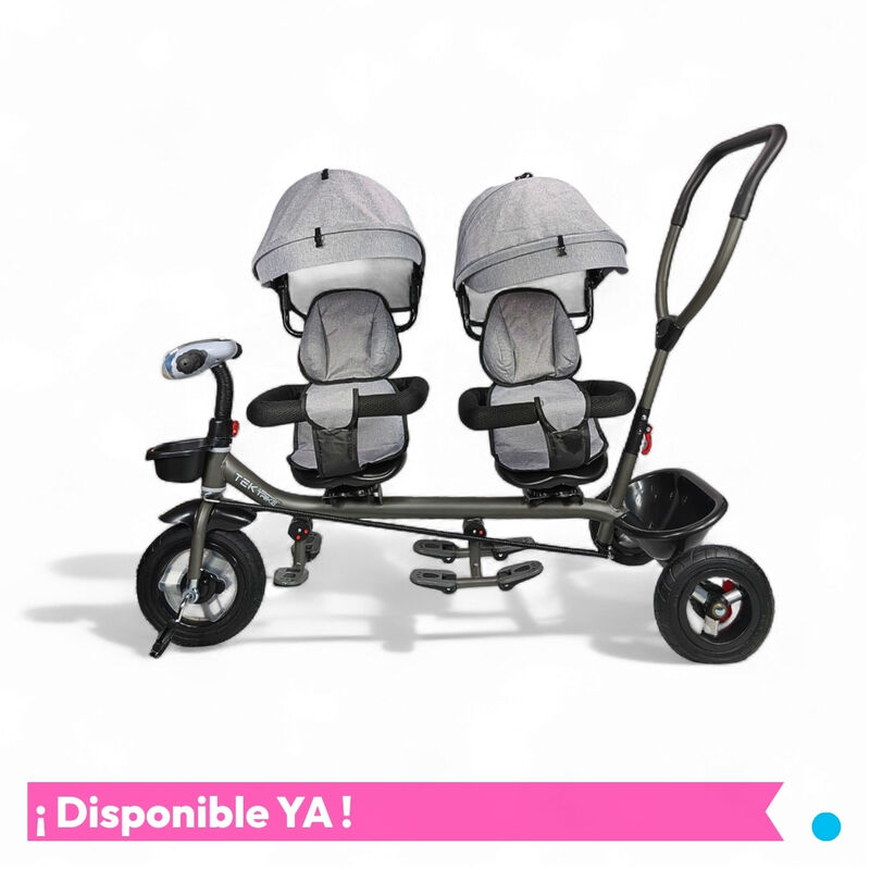 Triciclo Para Ni&ntilde;os Gemelar Doble Tek-2029 Gira... image number null