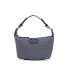 Bolsa Hobo Mini Con Parche Color Azul