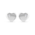 Broqueles De Corazon En Oro Blanco 14K Con 1Pt De Diamante (1Mm Aprox)