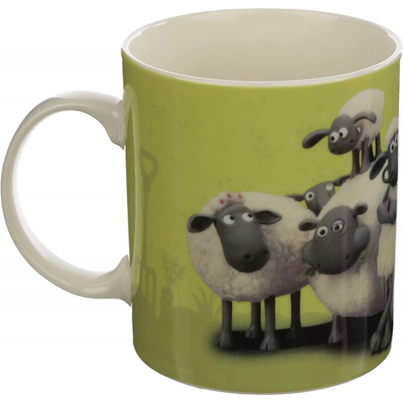Taza La Oveja Shaun Reba&ntilde;o Sobre Fondo Verde Po... image number null