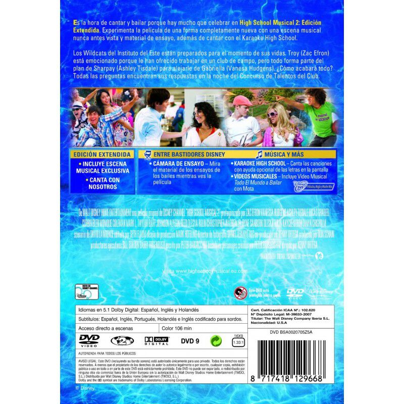 High School Musical 2 (Edici&oacute;n Extendida) [DVD] image number null