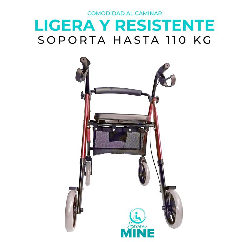 Andadera Rollator Sc-777 Roja Plegable Y Ajusta... image number null