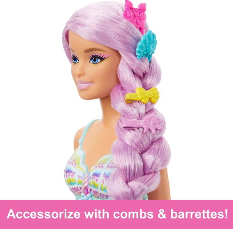 Mu&ntilde;eca Barbie Sirena Con Pelo Rosa Fantasy De 1... image number null